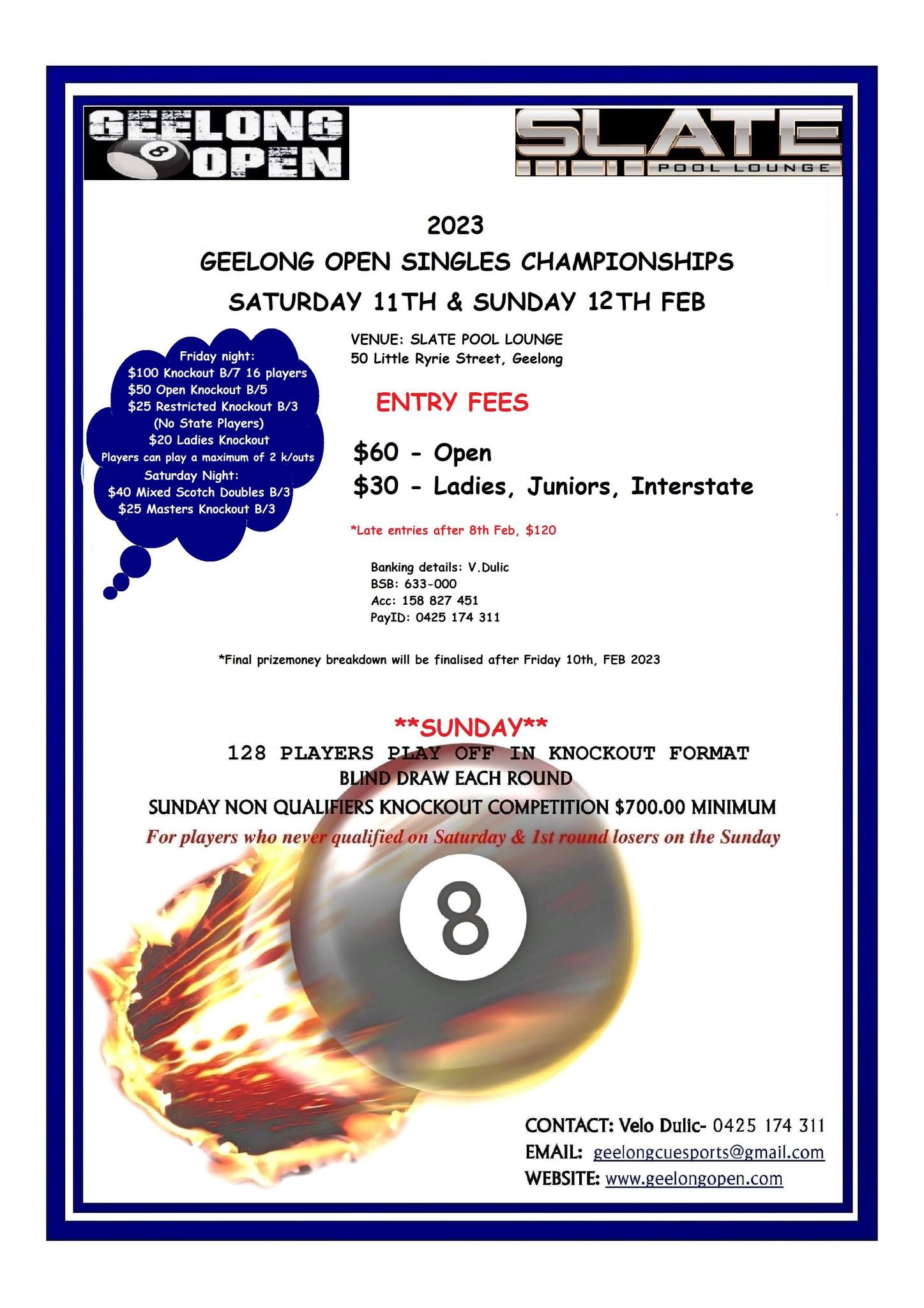 2023 geelong open 8 ball poster